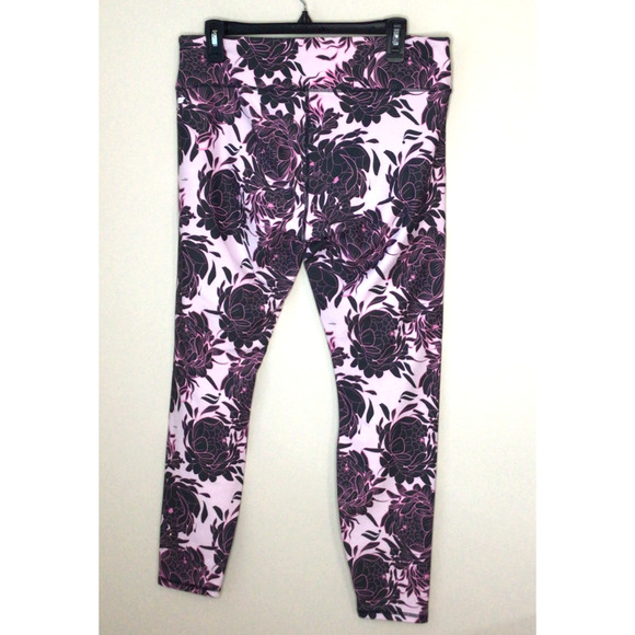 Fabletics Pink & Gray Floral Print Athletic Leggings Size XL - Picture 4 of 6